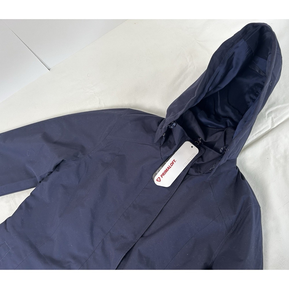 NWT Lands End American Airlines Womens XXS Quilted OEKO-TEX Coat Parka Blue Hood